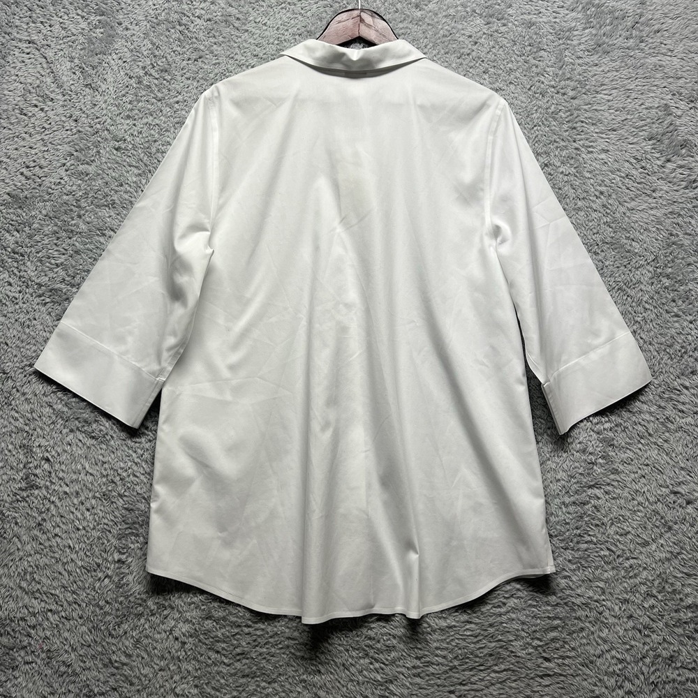 Chicos Top Womens 3 US XL White No Iron Crisp Button Up 3/4 Sleeve Tailored - Picture 5 of 13